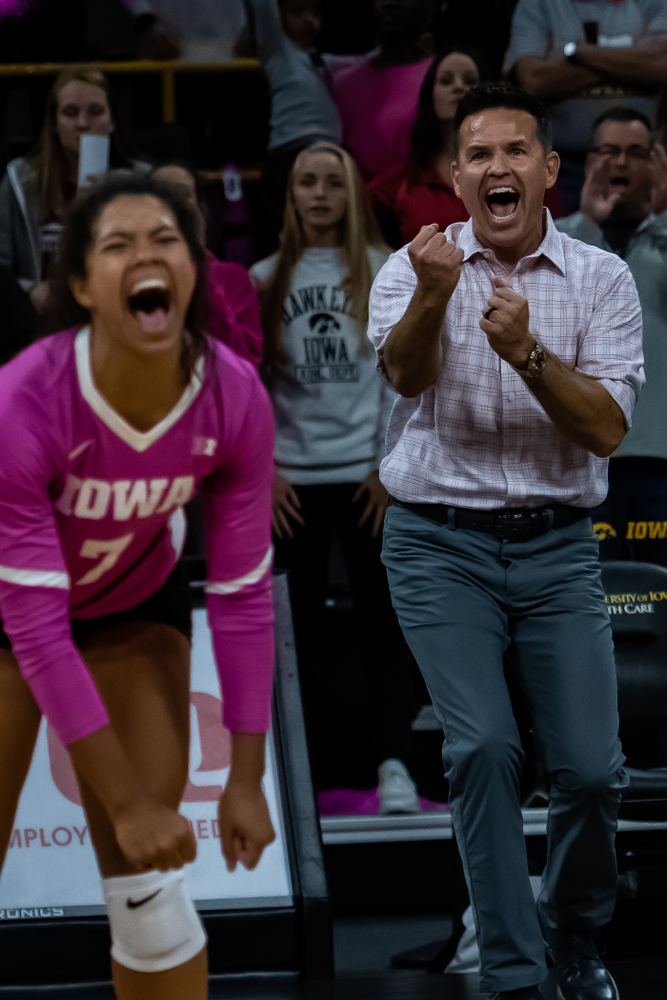 Iowa Hawkeyes head coach Bond Shymansky against the Wisconsin Badgers Saturday, October 6, 2018 at Carver-Hawkeye Arena. (Clem Messerli/Iowa Sports Pictures)