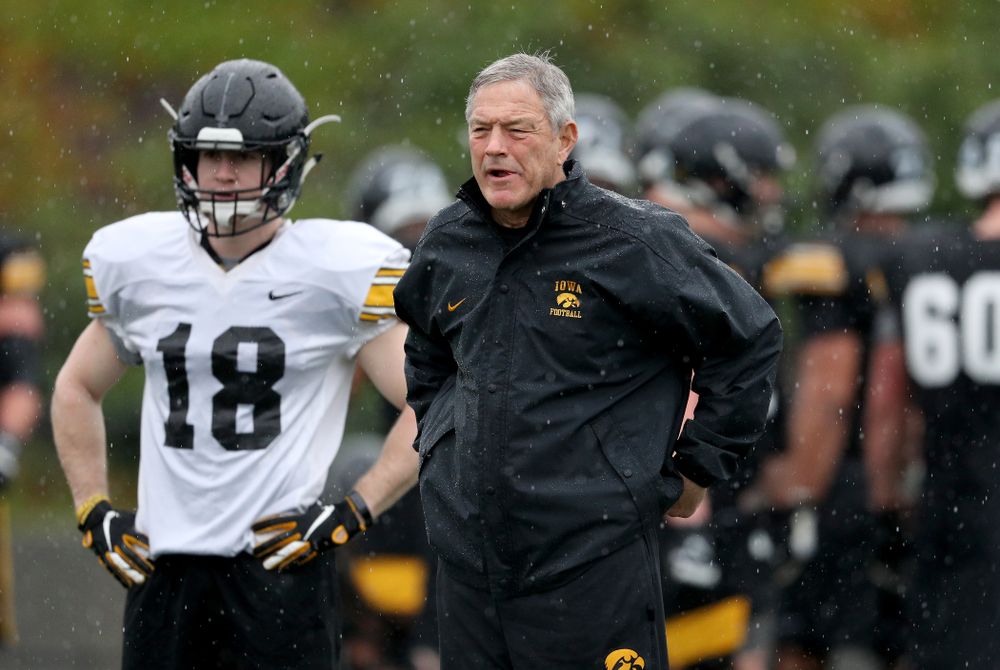 Iowa Hawkeyes head coach Kirk Ferentz during practice Monday, December 23, 2019 at Mesa College in San Diego. (Brian Ray/hawkeyesports.com)