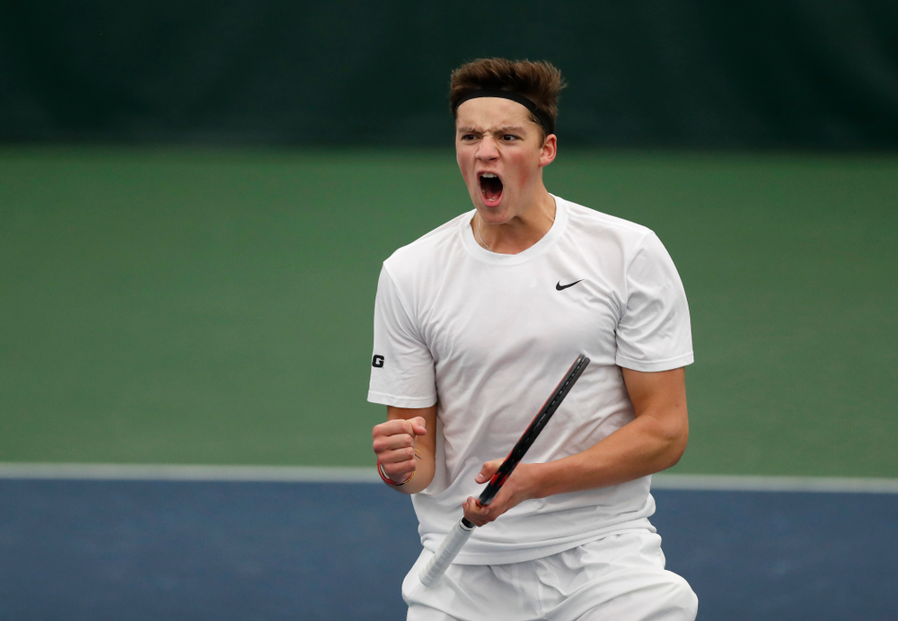 Joe Tyler against Purdue Sunday, April 15, 2018 at the Hawkeye Tennis and Recreation Center. (Brian Ray/hawkeyesports.com)