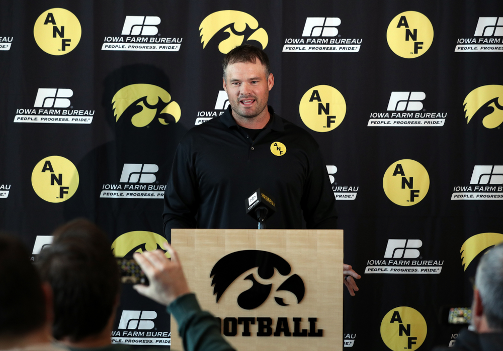 ANF Honoree Matt Kroul addresses the media Tuesday, October 8, 2019 at the Hansen Football Performance Center. (Brian Ray/hawkeyesports.com)