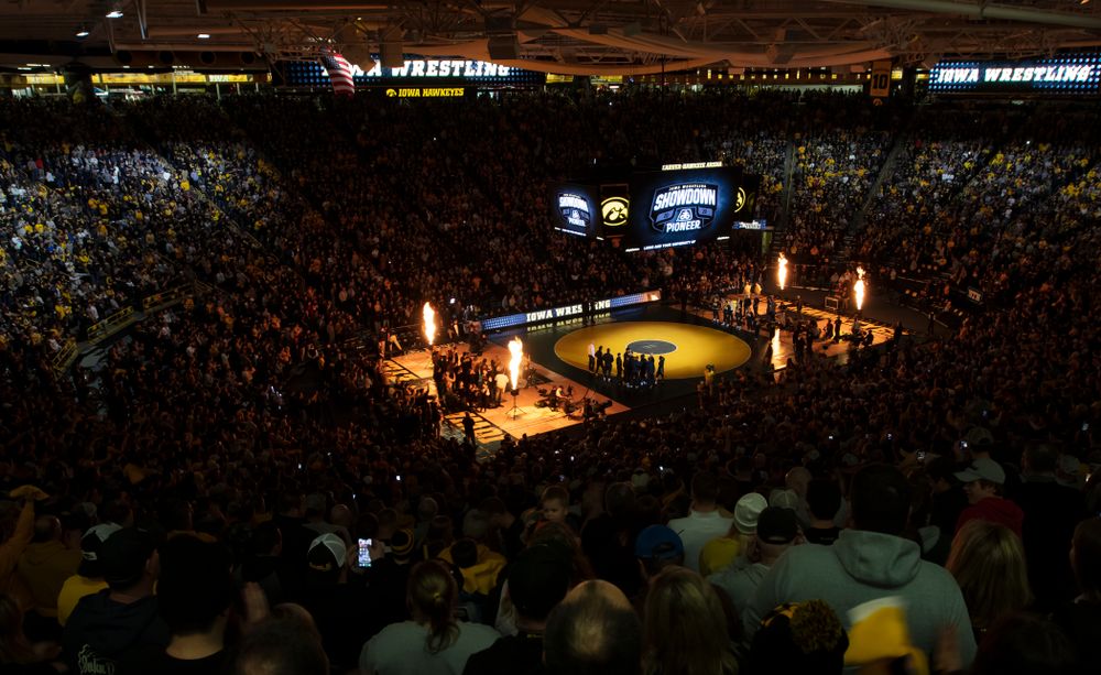 The Iowa Hawkeyes against Penn State Friday, January 31, 2020 at Carver-Hawkeye Arena. Warner won the match 4-2. (Brian Ray/hawkeyesports.com)