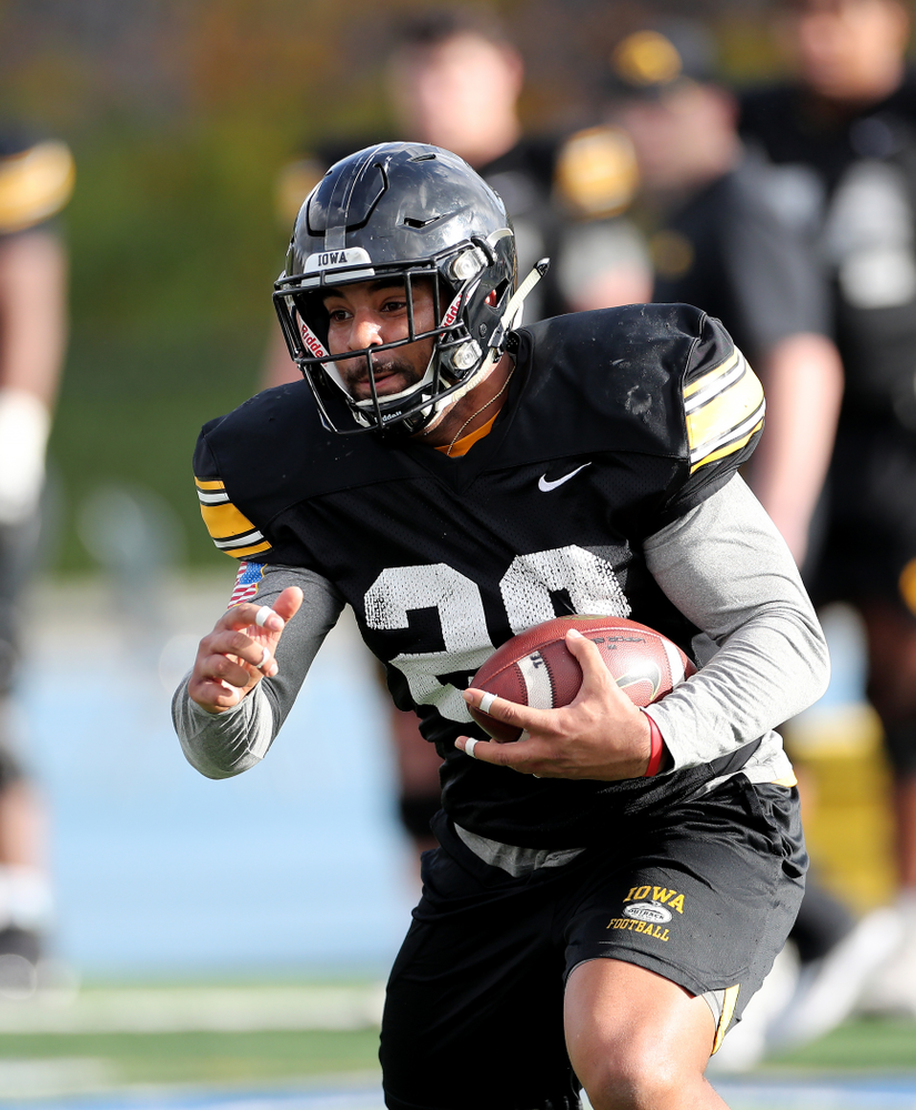 Iowa Hawkeyes running back Toren Young (28) during Holiday Bowl Practice No. 3 Tuesday, December 24, 2019 at San Diego Mesa College. (Brian Ray/hawkeyesports.com)