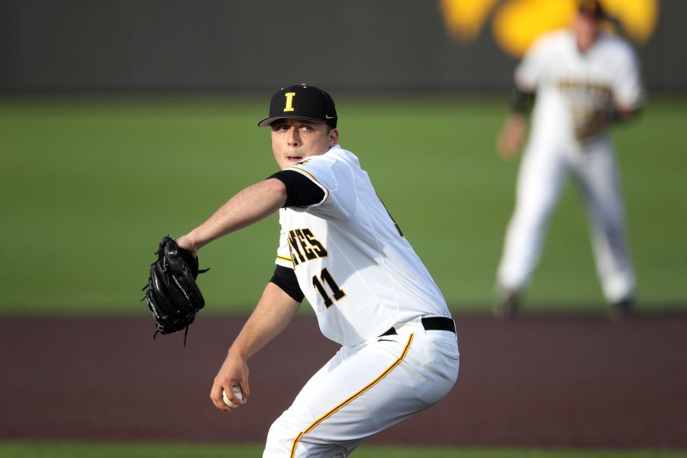 Iowa Hawkeyes Cole McDonald (11) during game one against UC Irvine Friday, May 3, 2019 at Duane Banks Field. (Brian Ray/hawkeyesports.com)