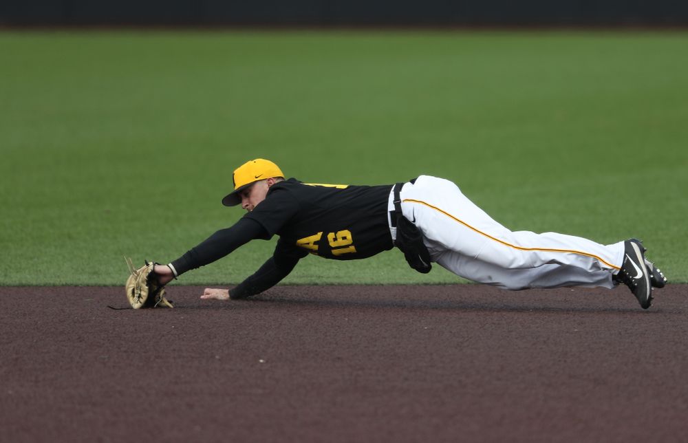 Iowa Hawkeyes Tanner Wetrich (16) against California State Northridge Sunday, March 17, 2019 at Duane Banks Field. (Brian Ray/hawkeyesports.com)