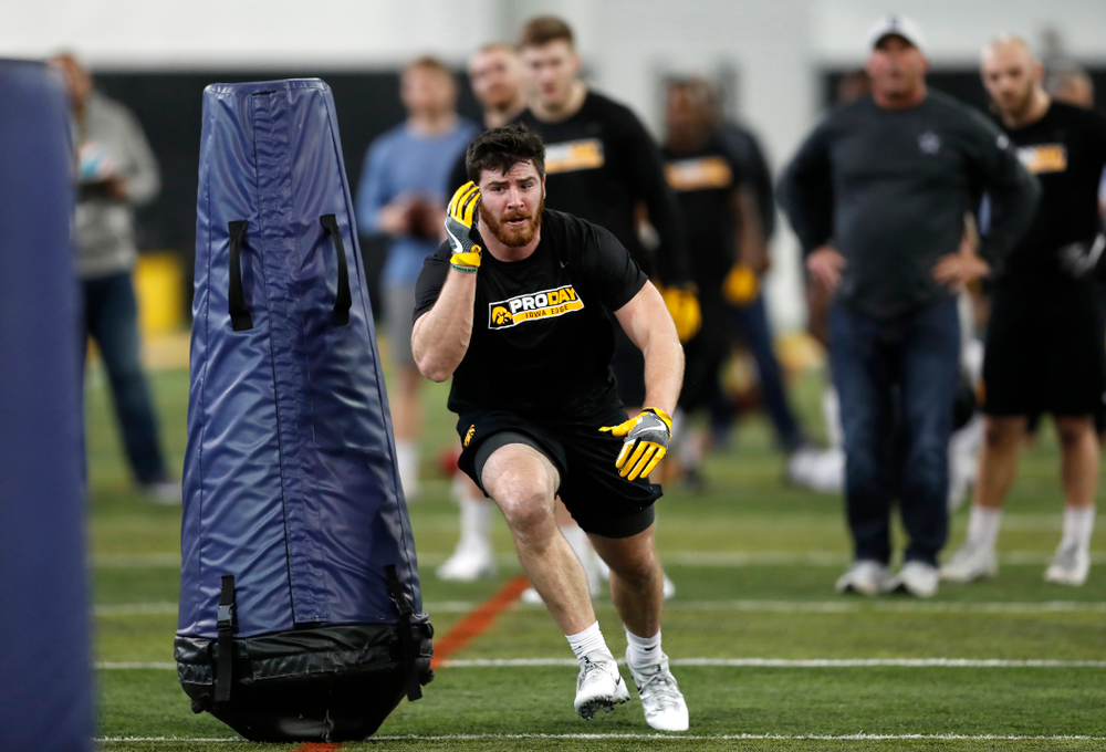 Iowa Hawkeyes linebacker Josey Jewell (43) during the team's annual pro day Monday, March 26, 2018 at the Hansen Football Performance Center. (Brian Ray/hawkeyesports.com)