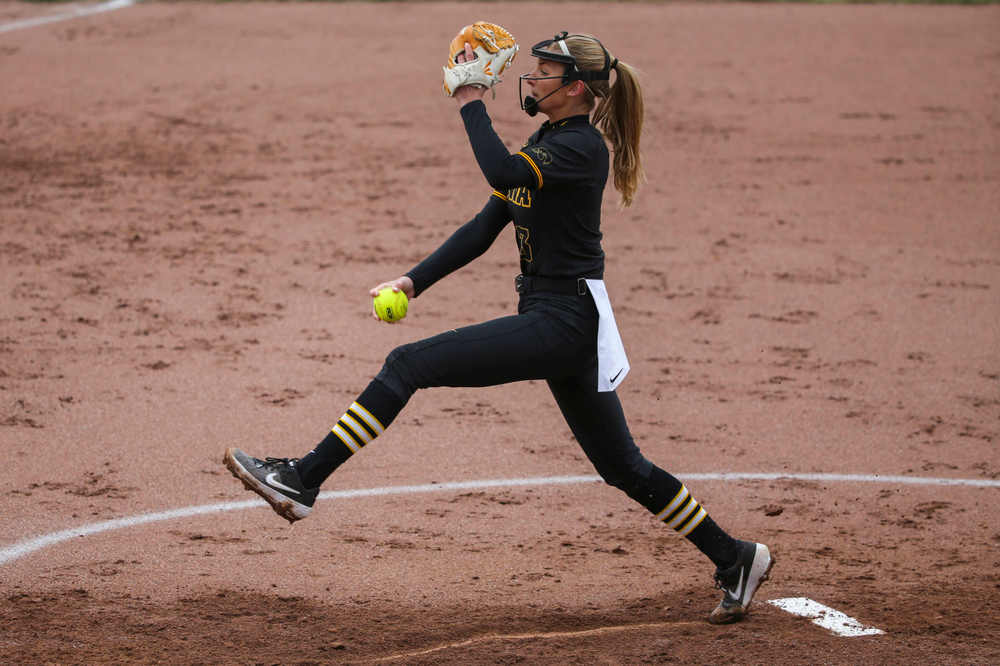 Iowa pitcher Allison Doocy (3) at game 2 vs Northwestern on Saturday, March 30, 2019 at Bob Pearl Field. (Lily Smith/hawkeyesports.com)