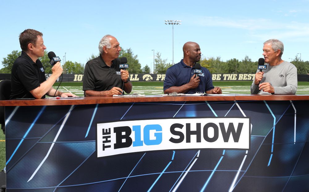 Iowa Hawkeyes head coach Kirk Ferentz on the set of the BTN Tailgate Tour following fall camp Practice No. 16 Tuesday, August 20, 2019 at the Ronald D. and Margaret L. Kenyon Football Practice Facility. (Brian Ray/hawkeyesports.com)