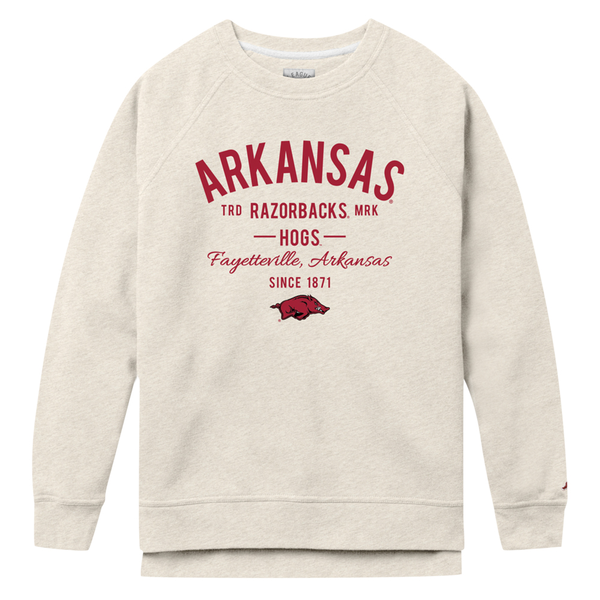 Arkansas Razorbacks Academy Fleece Crew Beige Arkansas Razorbacks