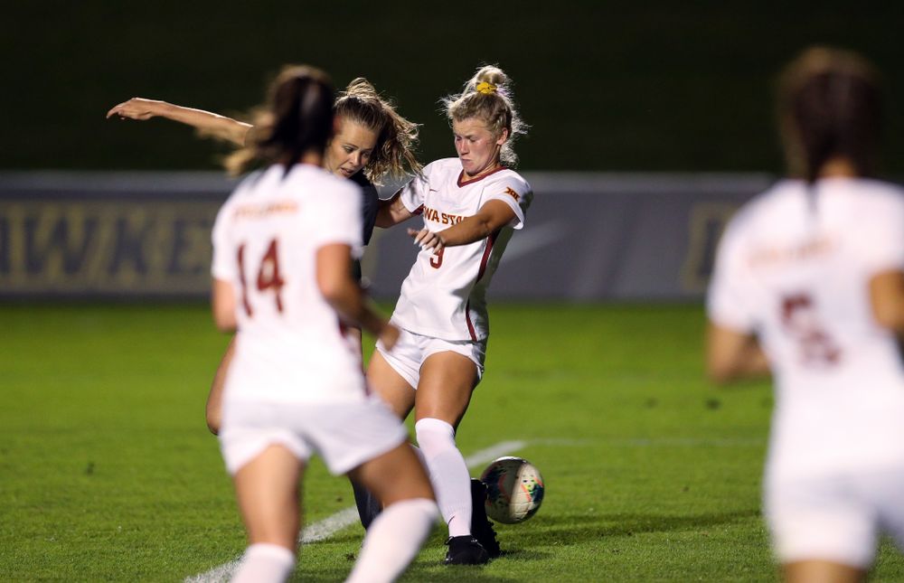 Iowa Hawkeyes forward Jenny Cape (19) scores during a 2-1 victory over the Iowa State Cyclones Thursday, August 29, 2019 in the Iowa Corn Cy-Hawk series at the Iowa Soccer Complex. (Brian Ray/hawkeyesports.com)