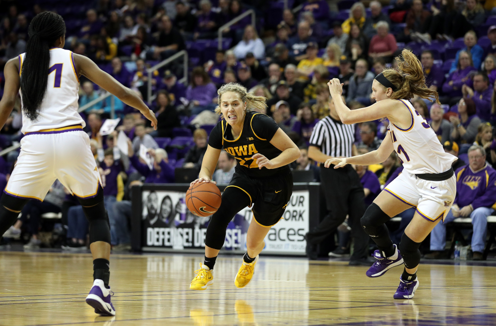 Iowa Hawkeyes guard Kathleen Doyle (22) against Northern Iowa Sunday, November 17, 2019 at the McLeod Center. (Brian Ray/hawkeyesports.com)