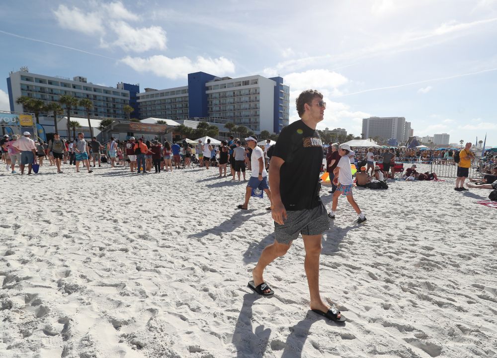 Iowa Hawkeyes tight end T.J. Hockenson (38) during the Outback Bowl Beach Day Sunday, December 30, 2018 at Clearwater Beach. (Brian Ray/hawkeyesports.com)