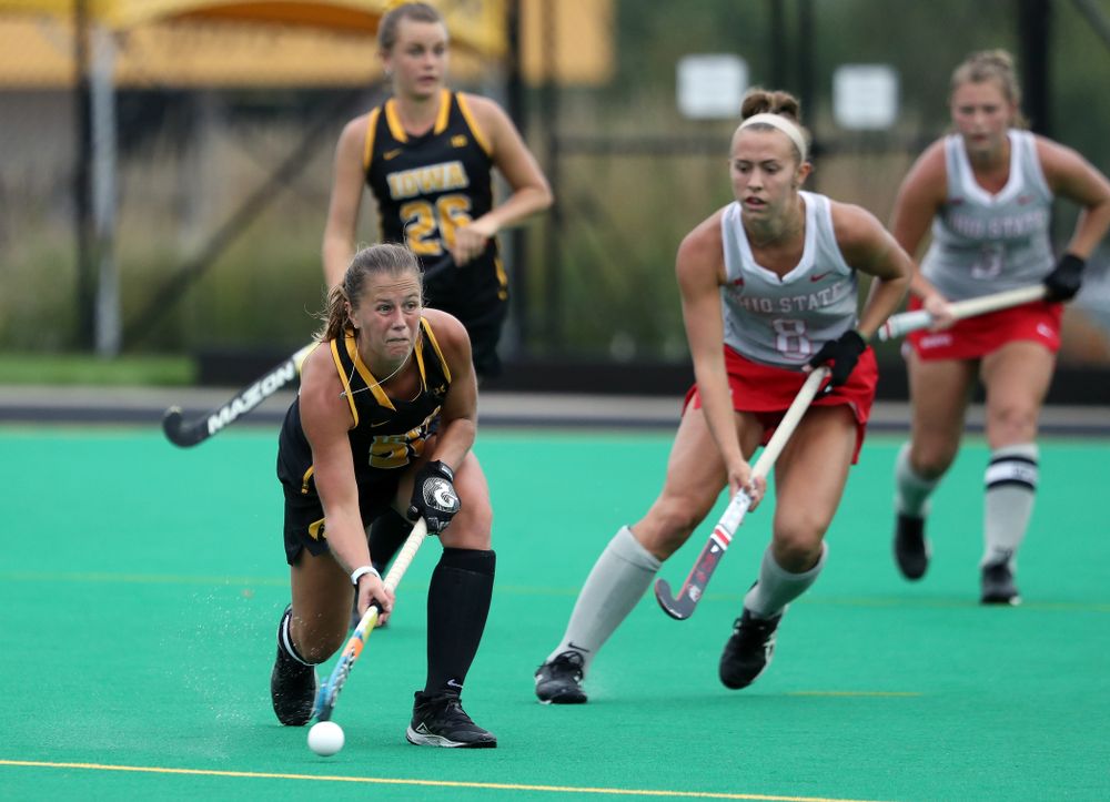 Iowa Hawkeyes Sophie Sunderland (20) during a 2-1 victory against the Ohio State Buckeyes Friday, September 27, 2019 at Grant Field. (Brian Ray/hawkeyesports.com)