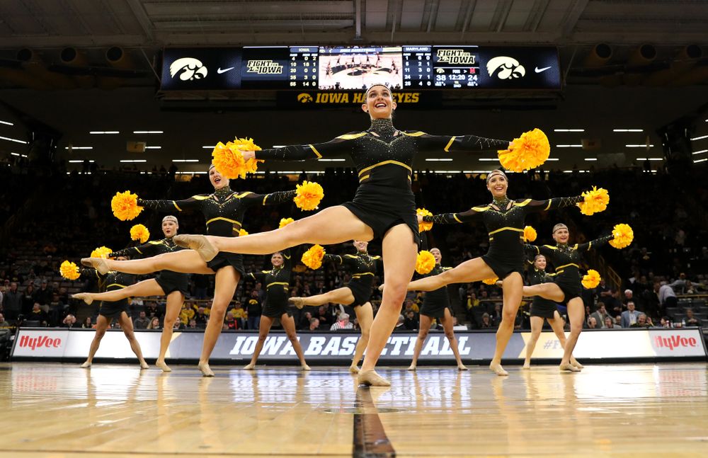 The Iowa Dance Team performs at halftime of the Iowa Hawkeyes game against the Maryland Terrapins Friday, January 10, 2020 at Carver-Hawkeye Arena. (Brian Ray/hawkeyesports.com)