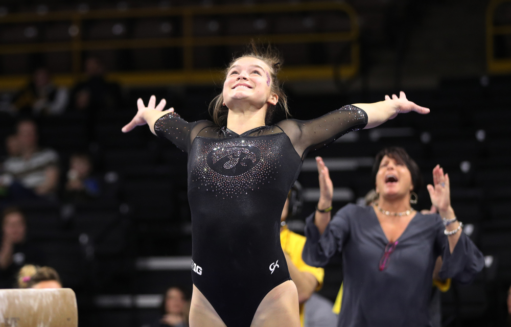 Iowa's Mackenzie Vance competes on the beam during their meet against the Minnesota Golden Gophers Saturday, January 19, 2019 at Carver-Hawkeye Arena. (Brian Ray/hawkeyesports.com)