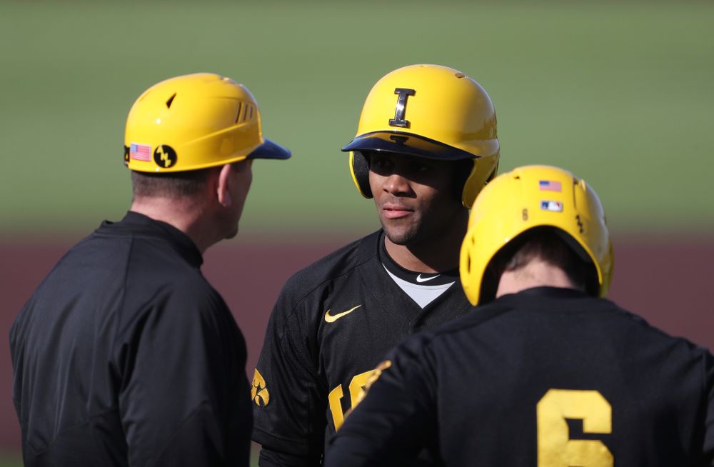 Iowa Hawkeyes infielder Lorenzo Elion (1) against California State Northridge Sunday, March 17, 2019 at Duane Banks Field. (Brian Ray/hawkeyesports.com)