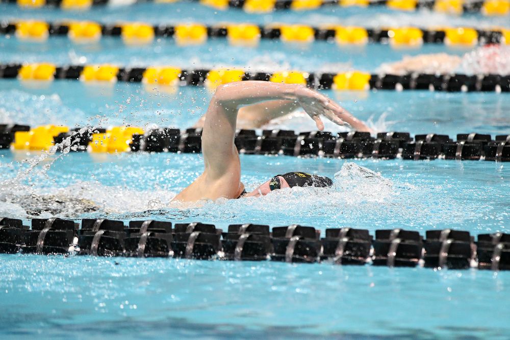 Iowa’s Allyssa Fluit swims the women’s 500 yard freestyle consolation finals event during the 2020 Women’s Big Ten Swimming and Diving Championships at the Campus Recreation and Wellness Center in Iowa City on Thursday, February 20, 2020. (Stephen Mally/hawkeyesports.com)
