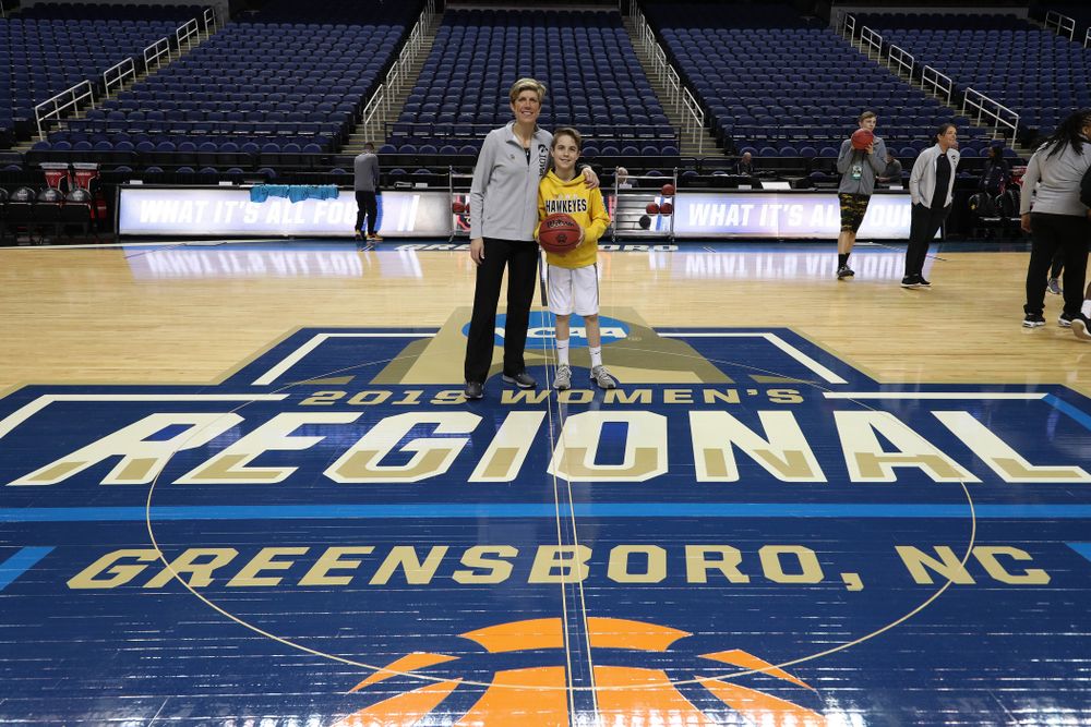 Associate head coach Jan Jensen during media and practice as they prepare for their Sweet 16 matchup against NC State Friday, March 29, 2019 at the Greensboro Coliseum in Greensboro, NC.(Brian Ray/hawkeyesports.com)