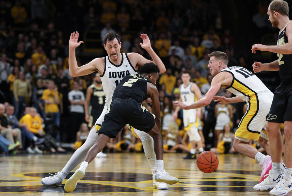 Iowa Hawkeyes forward Ryan Kriener (15) against the Purdue Boilermakers Tuesday, March 3, 2020 at Carver-Hawkeye Arena. (Brian Ray/hawkeyesports.com)