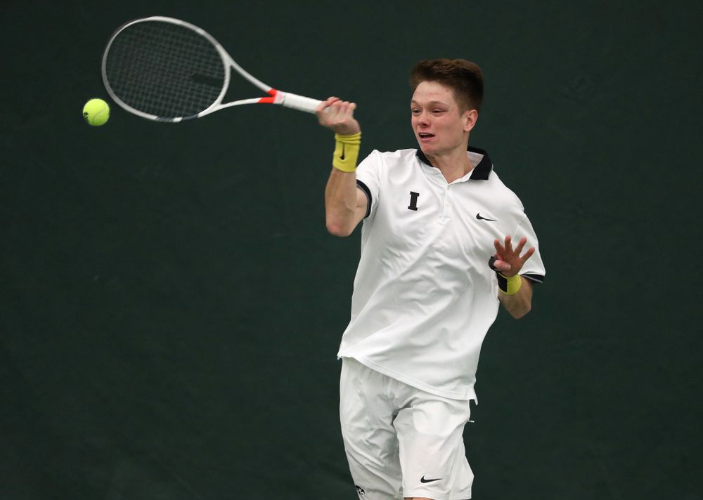 Iowa's Jason Kerst against North Dakota Friday, January 25, 2019 at the Hawkeye Tennis and Recreation Complex. (Brian Ray/hawkeyesports.com)