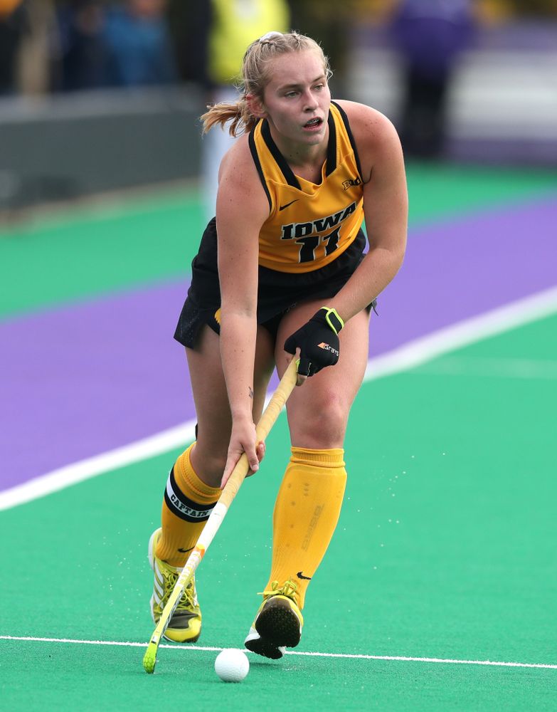 Iowa Hawkeyes Katie Birch (11) against the Michigan Wolverines in the semi-finals of the Big Ten Tournament Friday, November 2, 2018 at Lakeside Field on the campus of Northwestern University in Evanston, Ill. (Brian Ray/hawkeyesports.com)