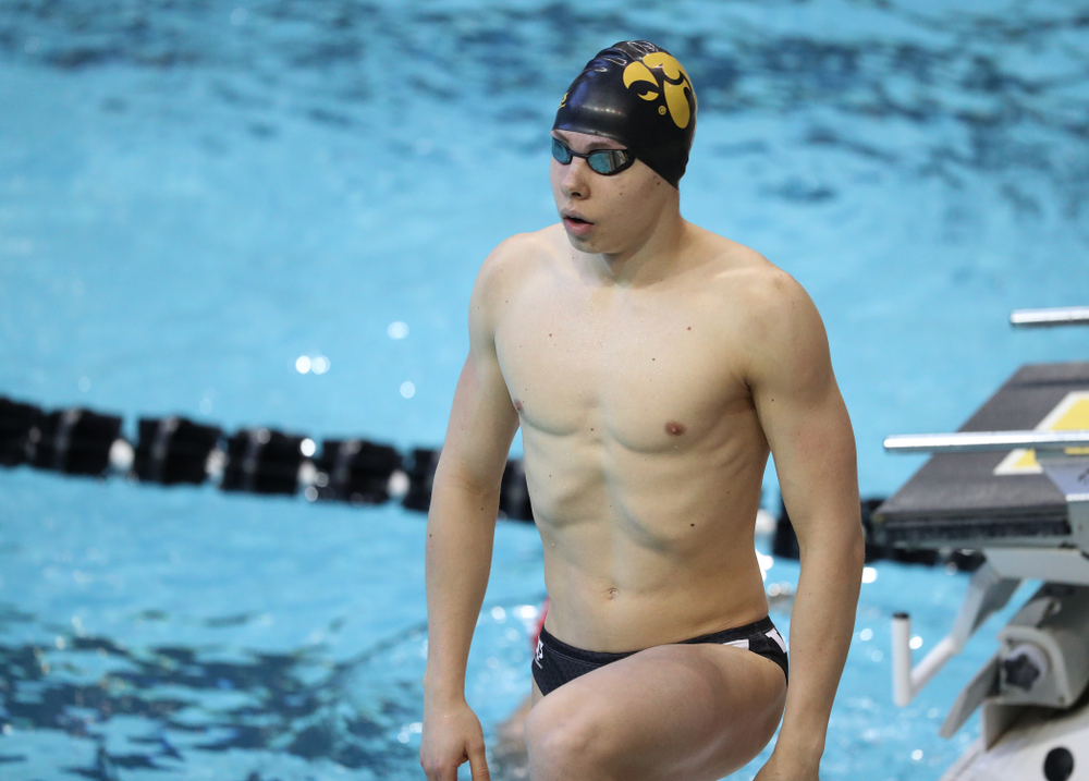 Iowa's Mateusz Arndt swims the 1000 yard freestyle during a double dual against Wisconsin and Northwestern Saturday, January 19, 2019 at the Campus Recreation and Wellness Center. (Brian Ray/hawkeyesports.com)