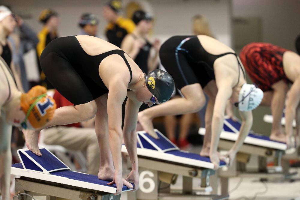 Iowa's Sage Ohlensehlen swims the 50-yard freestyle during the 2019 Women's Big Ten Swimming and Diving meet Thursday, February 21, 2019 in Bloomington, Indiana. (Brian Ray/hawkeyesports.com)