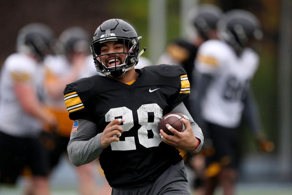 Iowa Hawkeyes running back Toren Young (28) during practice Monday, December 23, 2019 at Mesa College in San Diego. (Brian Ray/hawkeyesports.com)