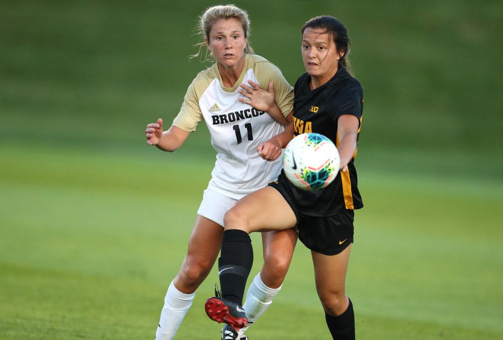 Iowa Hawkeyes forward Emma Tokuyama (21) against Western Michigan Thursday, August 22, 2019 at the Iowa Soccer Complex. (Brian Ray/hawkeyesports.com)