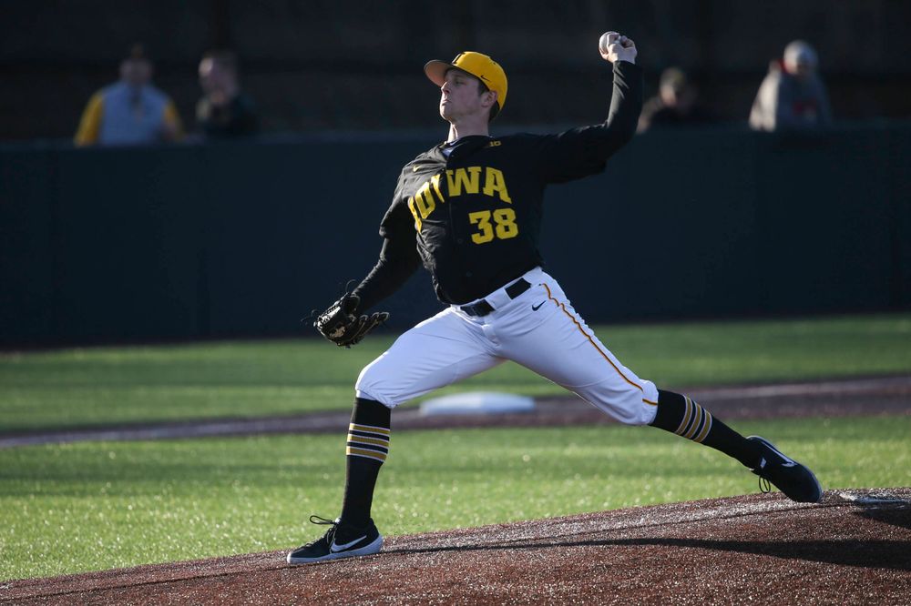 Iowa pitcher Trenton Wallace at the game vs. Bradley on Tuesday, March 26, 2019 at (place). (Lily Smith/hawkeyesports.com)