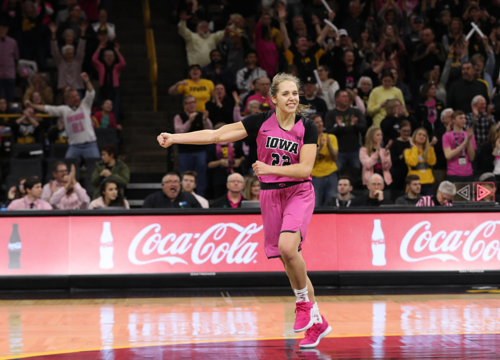 Iowa Hawkeyes guard Kathleen Doyle (22) against the seventh ranked Maryland Terrapins Sunday, February 17, 2019 at Carver-Hawkeye Arena. (Brian Ray/hawkeyesports.com)