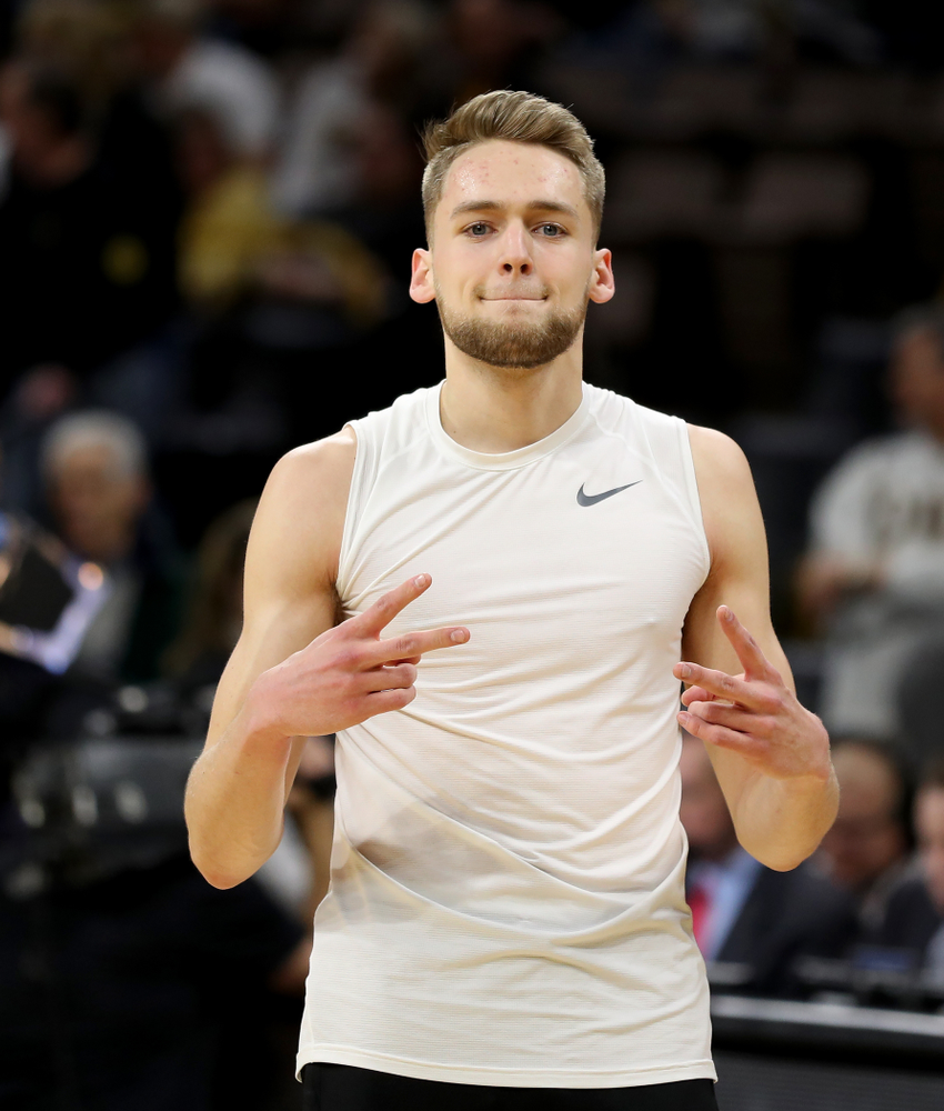 Iowa Hawkeyes forward Riley Till (20) against the Purdue Boilermakers Tuesday, March 3, 2020 at Carver-Hawkeye Arena. (Brian Ray/hawkeyesports.com)