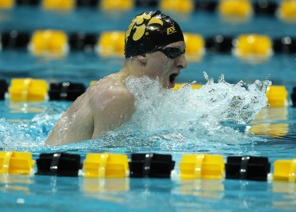 Iowa's Jackson Kuhlers swims the 200 yard Individual Medley Thursday, November 15, 2018 during the 2018 Hawkeye Invitational at the Campus Recreation and Wellness Center. (Brian Ray/hawkeyesports.com)
