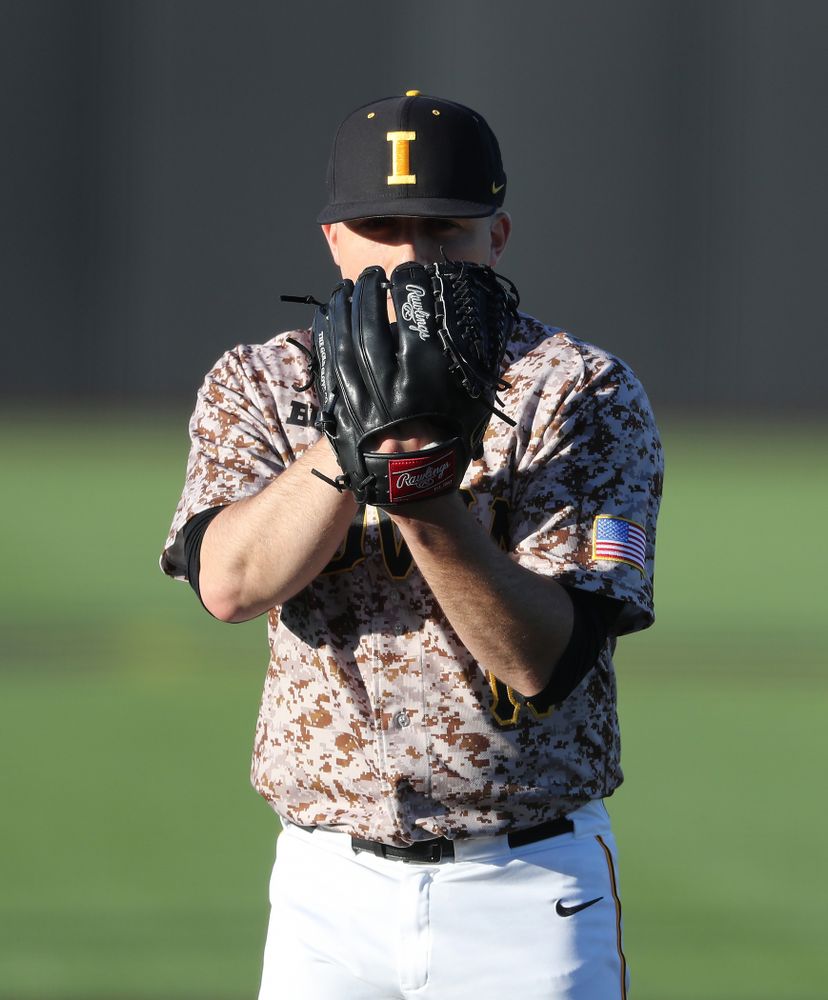 Iowa Hawkeyes Cole McDonald (11) against the Nebraska Cornhuskers on Military Appreciation Night Friday, April 19, 2019 at Duane Banks Field. (Brian Ray/hawkeyesports.com)