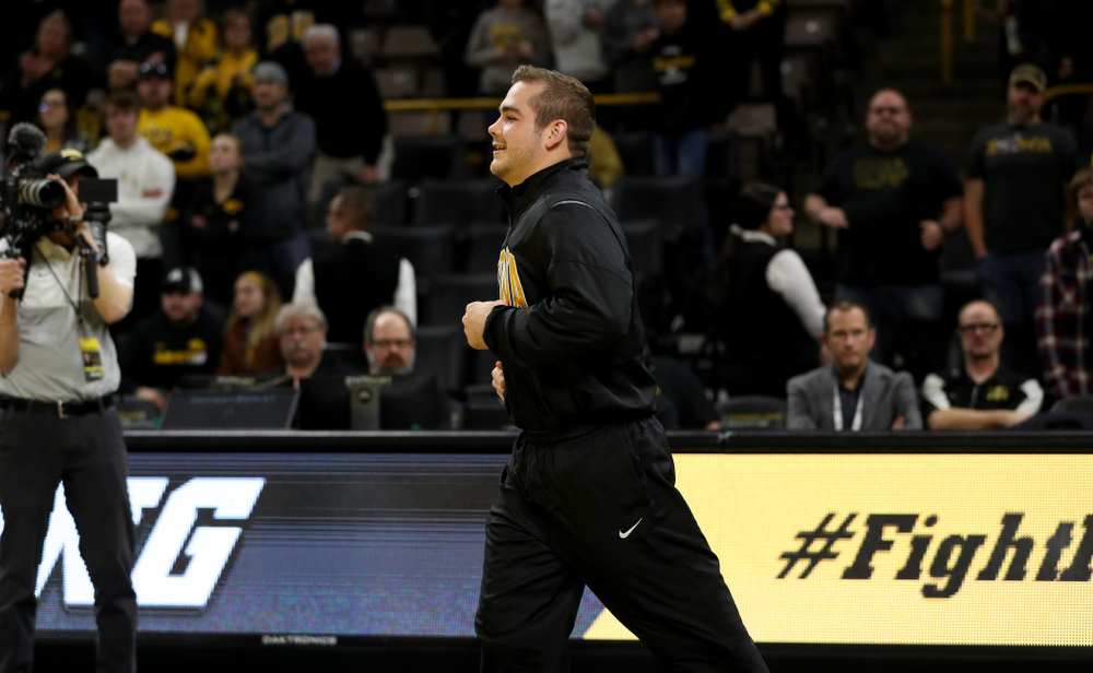 Iowa’s Steven Holloway during senior day activities Sunday, February 23, 2020 at Carver-Hawkeye Arena. (Brian Ray/hawkeyesports.com)