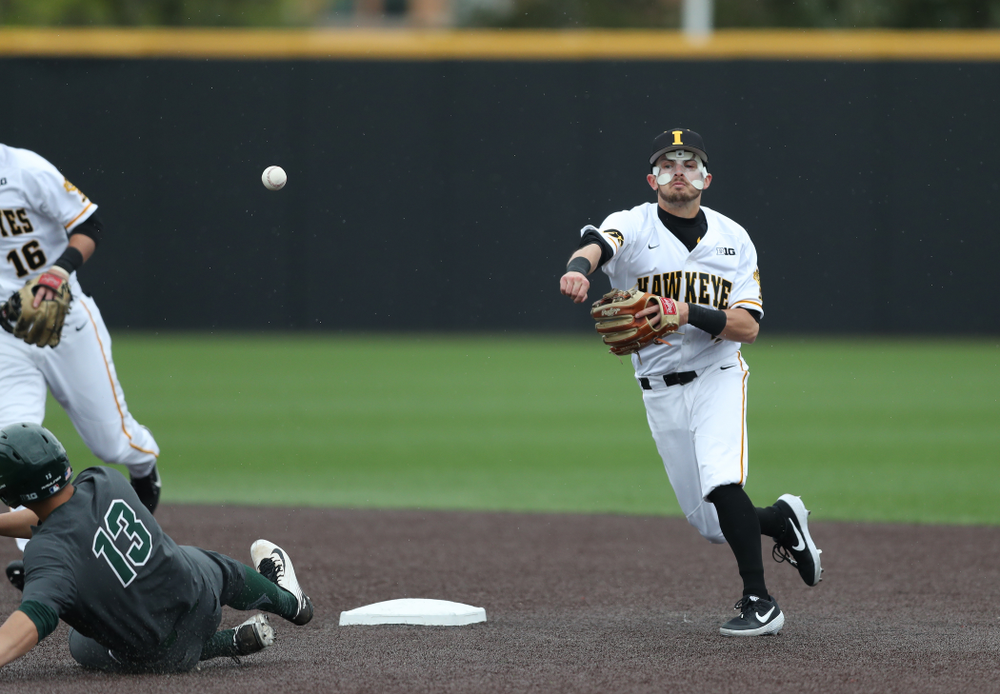 Iowa Hawkeyes infielder Mitchell Boe (4) against Michigan State Sunday, May 12, 2019 at Duane Banks Field. (Brian Ray/hawkeyesports.com)
