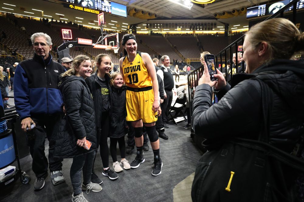 Iowa Hawkeyes forward Megan Gustafson (10) against the Michigan State Spartans Thursday, February 7, 2019 at Carver-Hawkeye Arena. (Brian Ray/hawkeyesports.com)