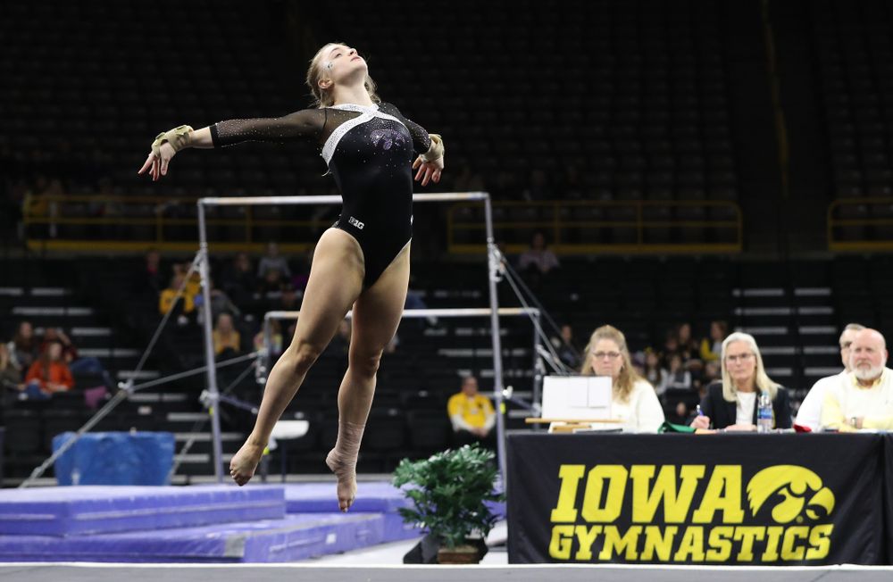 Iowa's Lauren Guerin competes on the floor against the Rutgers Scarlet Knights Saturday, January 26, 2019 at Carver-Hawkeye Arena. (Brian Ray/hawkeyesports.com)