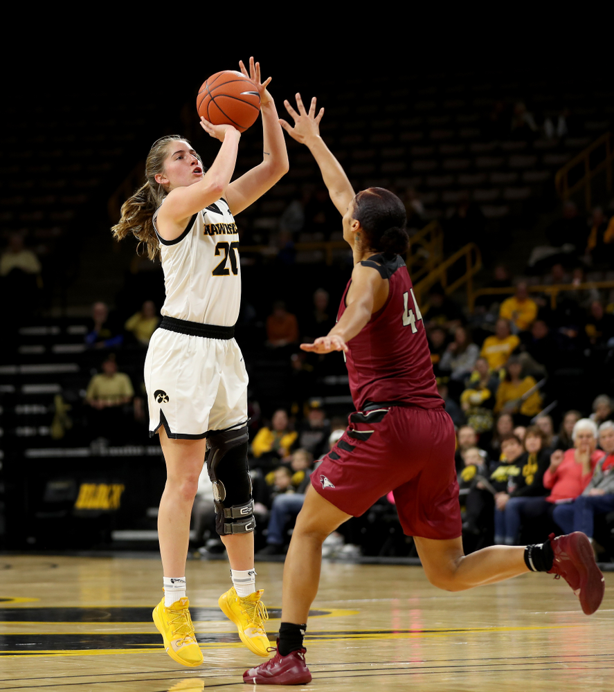 Iowa Hawkeyes guard Kate Martin (20) against North Carolina Central Saturday, December 14, 2019 at Carver-Hawkeye Arena. (Brian Ray/hawkeyesports.com)