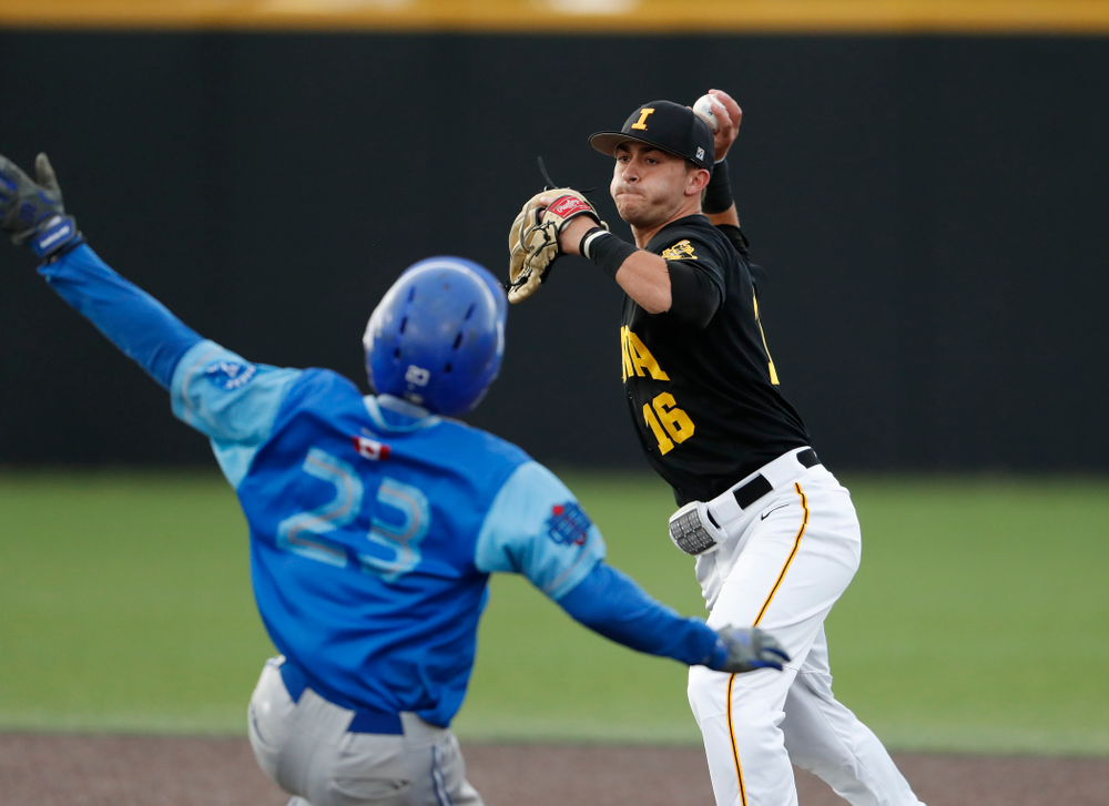 Tanner Wetrich against the Ontario Blue Jays Friday, September 21, 2018 at Duane Banks Field. (Brian Ray/hawkeyesports.com)