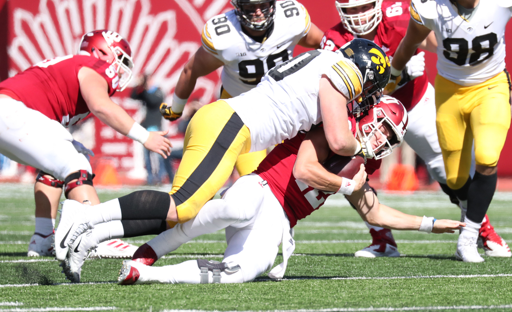 Iowa Hawkeyes defensive end Parker Hesse (40) against the Indiana Hoosiers Saturday, October 13, 2018 at Memorial Stadium, in Bloomington, Ind. (Max Allen/hawkeyesports.com)