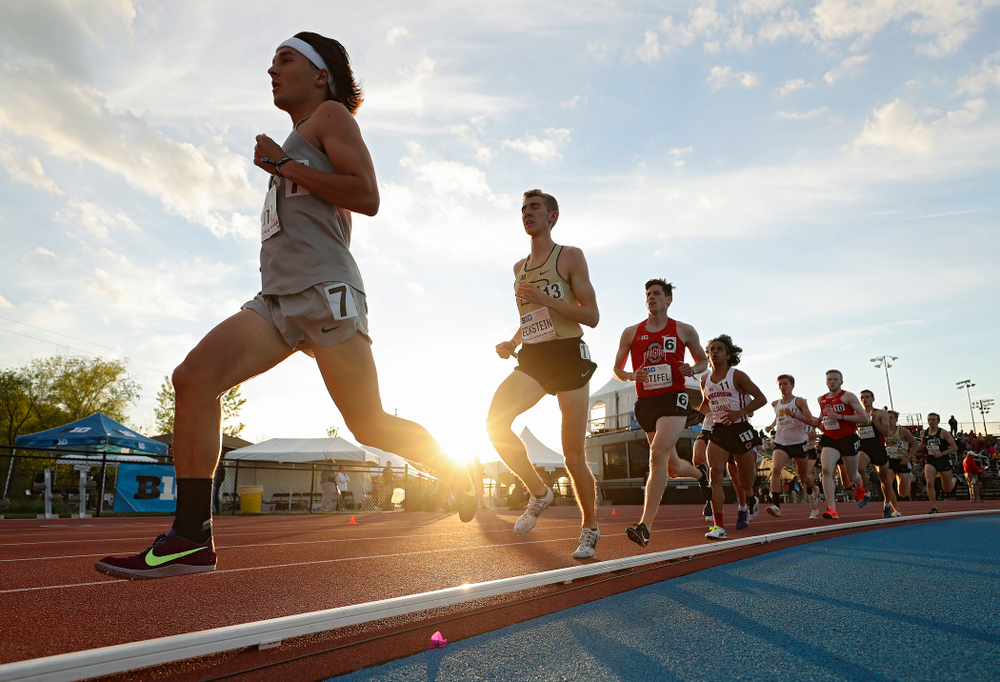 Iowa's Daniel Soto runs the men’s 10,000 meter event on the first day of the Big Ten Outdoor Track and Field Championships at Francis X. Cretzmeyer Track in Iowa City on Friday, May. 10, 2019. (Stephen Mally/hawkeyesports.com)