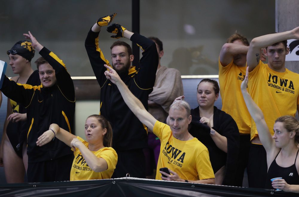 Iowa Hawkeye head coach Marc Long and assistant coach Ashley Dell Thursday, November 15, 2018 during the 2018 Hawkeye Invitational at the Campus Recreation and Wellness Center. (Brian Ray/hawkeyesports.com)
