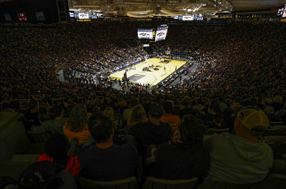 A sellout watches the first half of their the Hawkeyes game at Carver-Hawkeye Arena in Iowa City on Sunday, December 29, 2019. (Stephen Mally/hawkeyesports.com)