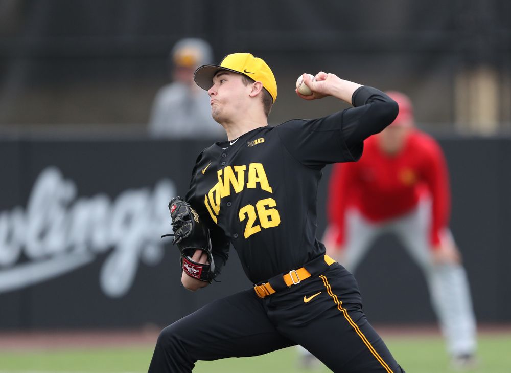 Iowa Hawkeyes Adam Ketelsen (26) against Simpson College Tuesday, March 19, 2019 at Duane Banks Field. (Brian Ray/hawkeyesports.com)