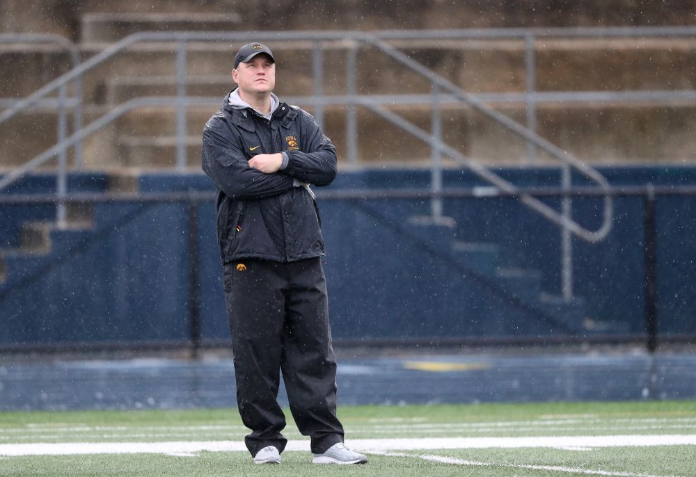 Iowa Hawkeyes offensive coordinator Brian Ferentz during practice Monday, December 23, 2019 at Mesa College in San Diego. (Brian Ray/hawkeyesports.com)