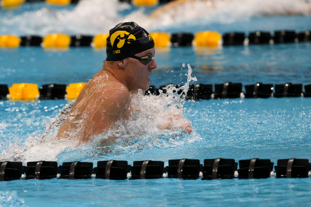 Iowa’s Will Myhre during Iowa swim and dive vs Minnesota on Saturday, October 26, 2019 at the Campus Wellness and Recreation Center. (Lily Smith/hawkeyesports.com)