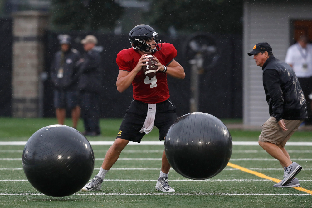 Iowa Hawkeyes quarterback Nathan Stanley (4) during camp practice No. 15 Monday, August 20, 2018 at the Hansen Football Performance Center. (Brian Ray/hawkeyesports.com)