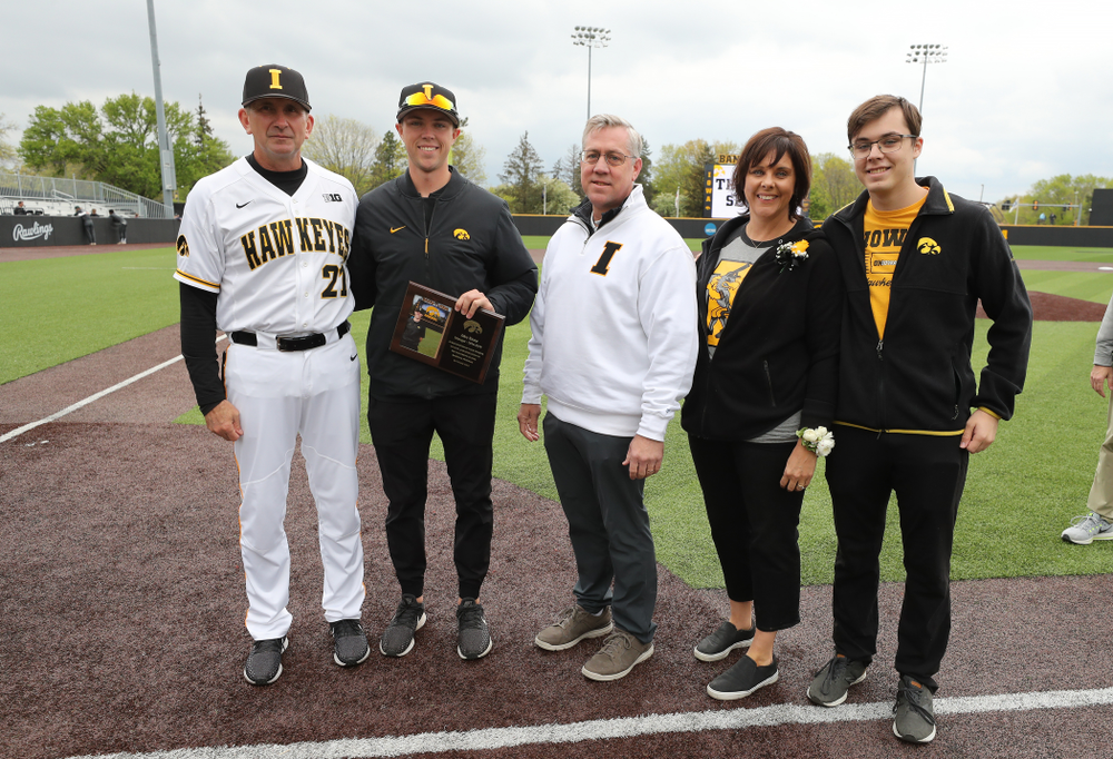 Student Manager Jake Stone during senior day festivities before their game against Michigan State Sunday, May 12, 2019 at Duane Banks Field. (Brian Ray/hawkeyesports.com)