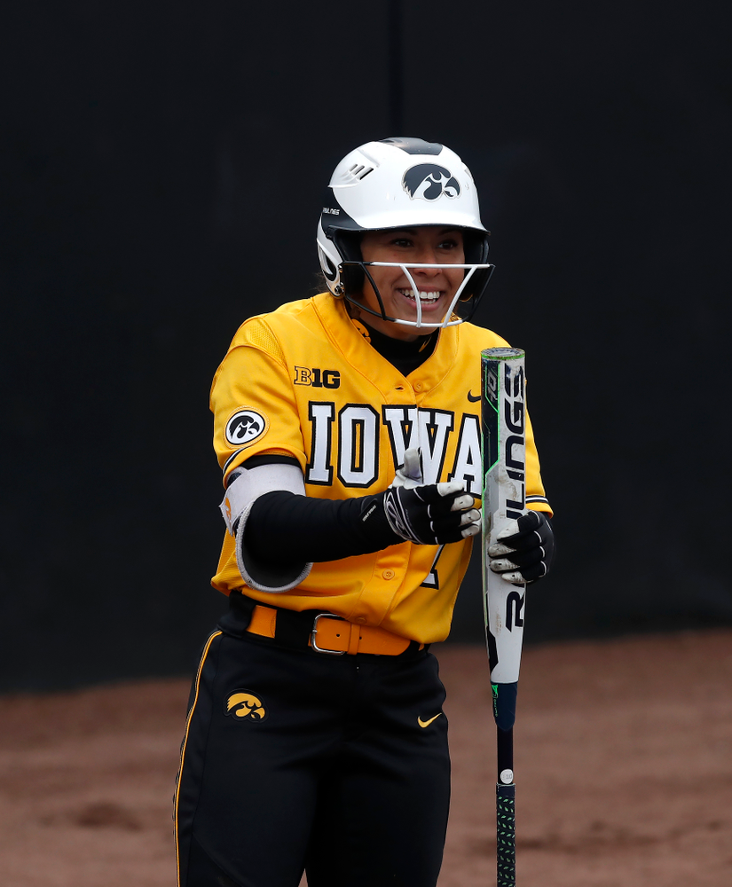 Iowa Hawkeyes infielder Lea Thompson (7) against UW Green Bay Tuesday, March 27, 2018 at Bob Pearl Field. (Brian Ray/hawkeyesports.com)