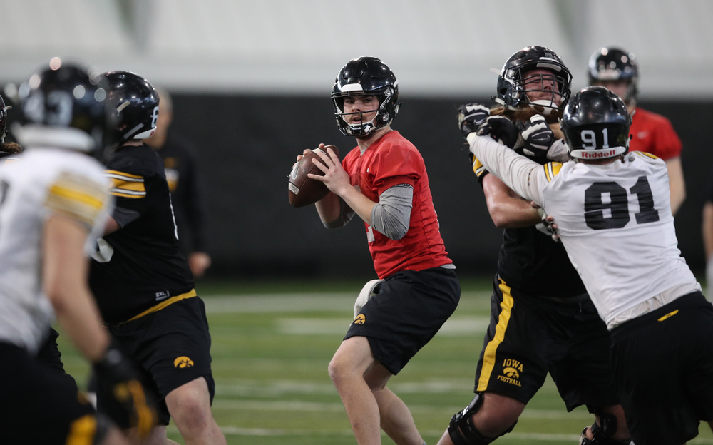 Iowa Hawkeyes quarterback Peyton Mansell (2) during preparation for the 2019 Outback Bowl Tuesday, December 18, 2018 at the Hansen Football Performance Center. (Brian Ray/hawkeyesports.com)